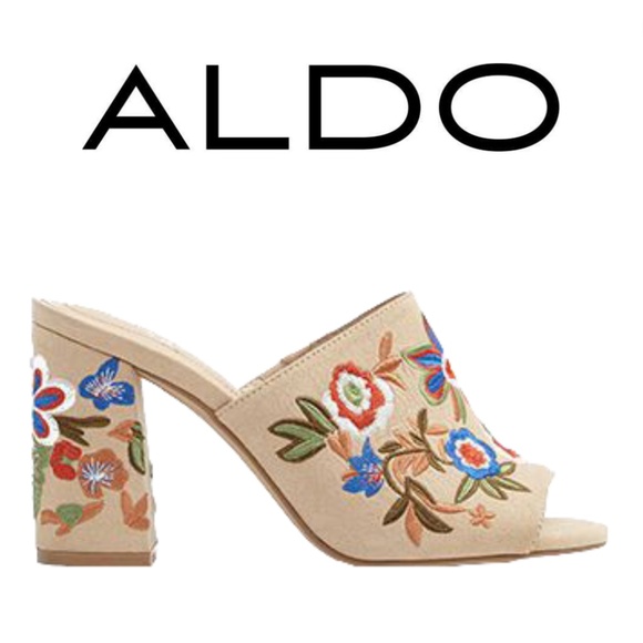 Aldo Shoes - ALDO Yaessi Beige Floral Mules